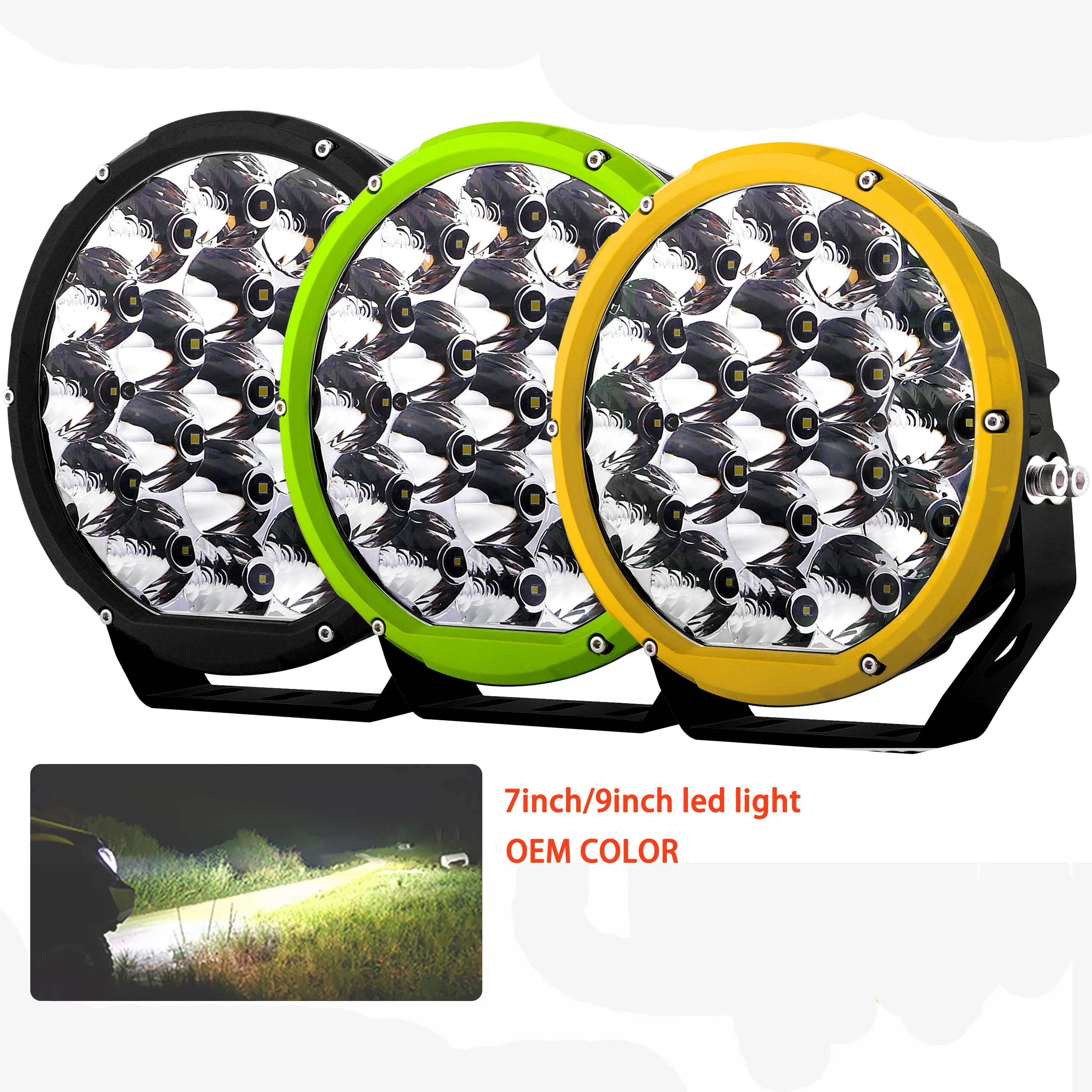 Round IP68 Strobe Lights for Vehicles Car Truck 4X4 106W LED Fog Driving Lights 7inch Auto Lighting Systems