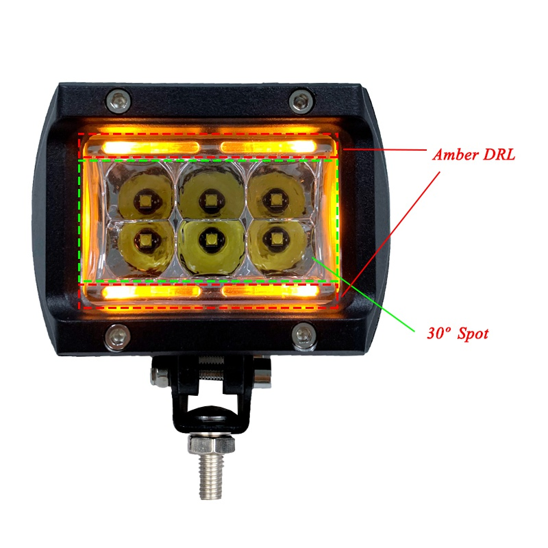 30W Spot Fog Pod Work Lamp Truck Car Vehicle Bumper White Yellow Dual Color Offroad 4X4 Auxiliary 4 Inch Mini LED Driving Light