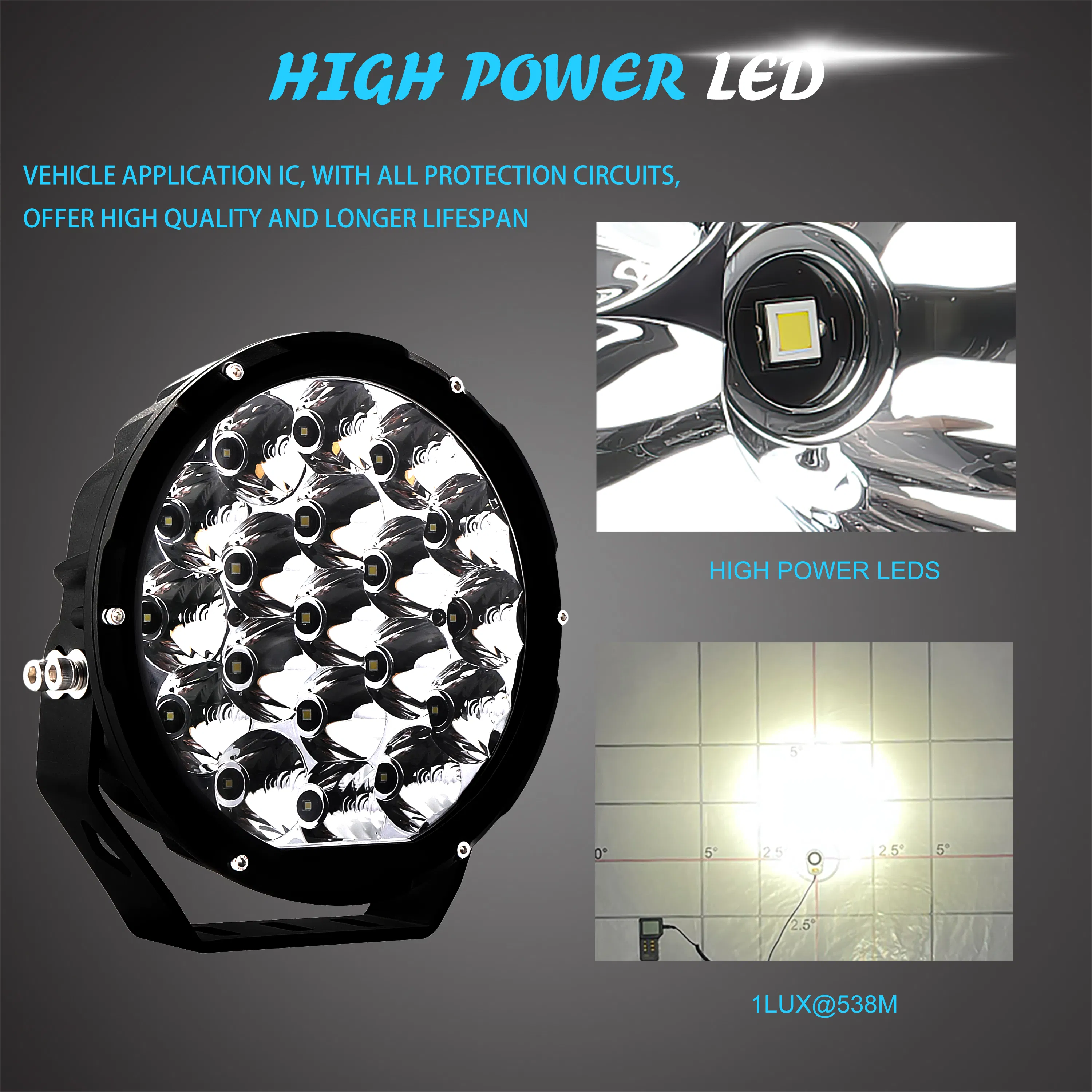 Round IP68 Strobe Lights for Vehicles Car Truck 4X4 106W LED Fog Driving Lights 7inch Auto Lighting Systems