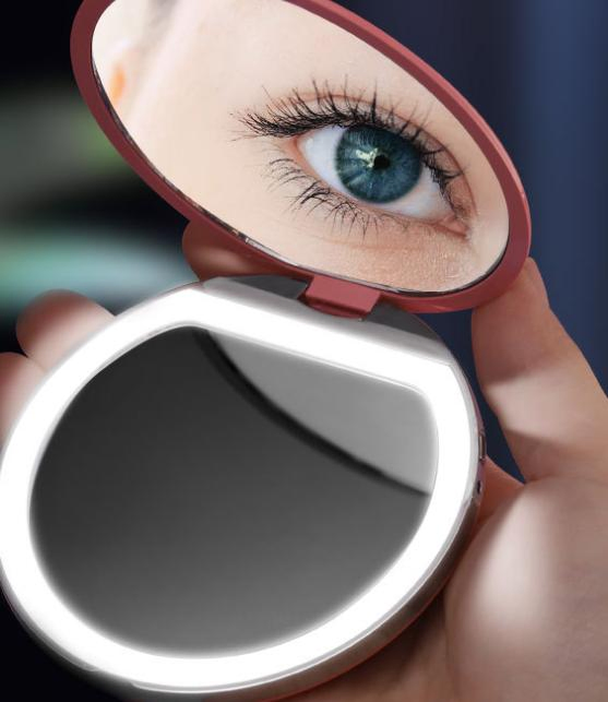 80mm Plastic LED Make up Mirror Personalized 2X Magnify Fill Light