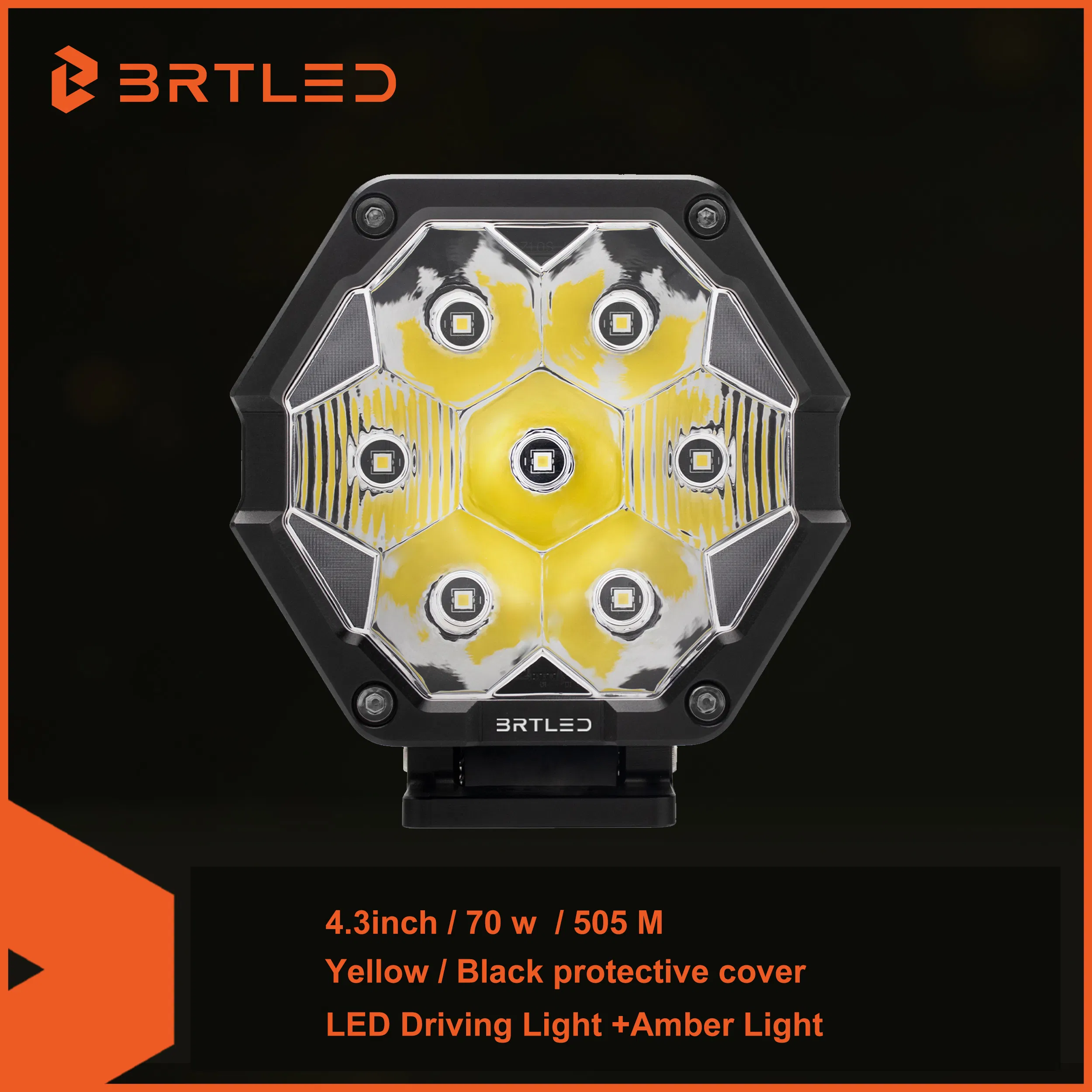 Brtled 4.3inch 70W LED Spot Driving Lights Square Offroad Truck Car DRL Driving R10 LED Car Lights