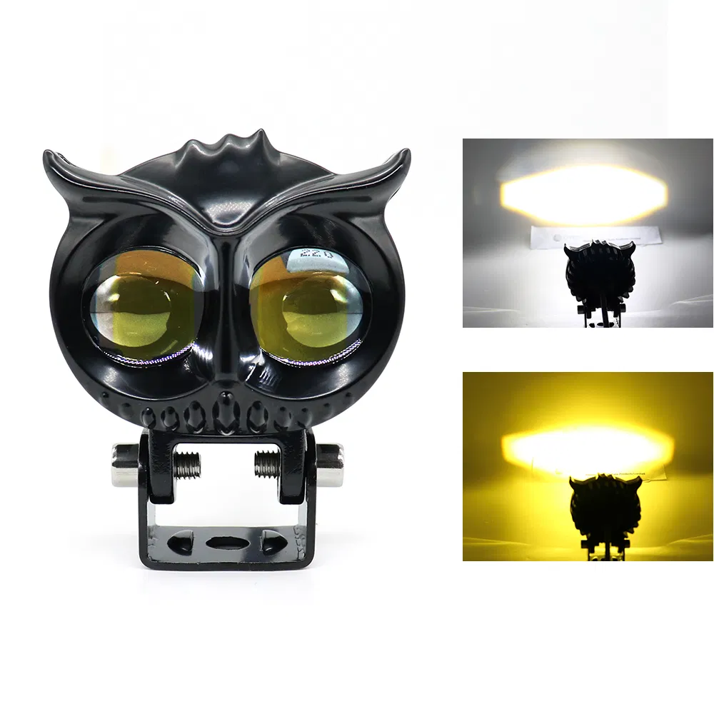 Owl Design Dual Color LED Motorcycle Fog Light Head Light Headlight LED Auxiliary Spot LED Lights for Motorcycle Luz PARA Moto