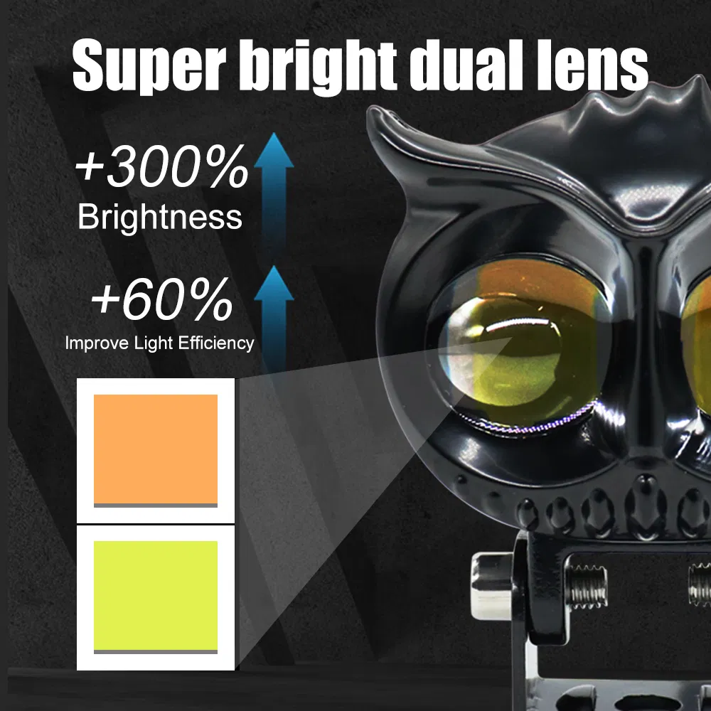 Owl Design Dual Color LED Motorcycle Fog Light Head Light Headlight LED Auxiliary Spot LED Lights for Motorcycle Luz PARA Moto