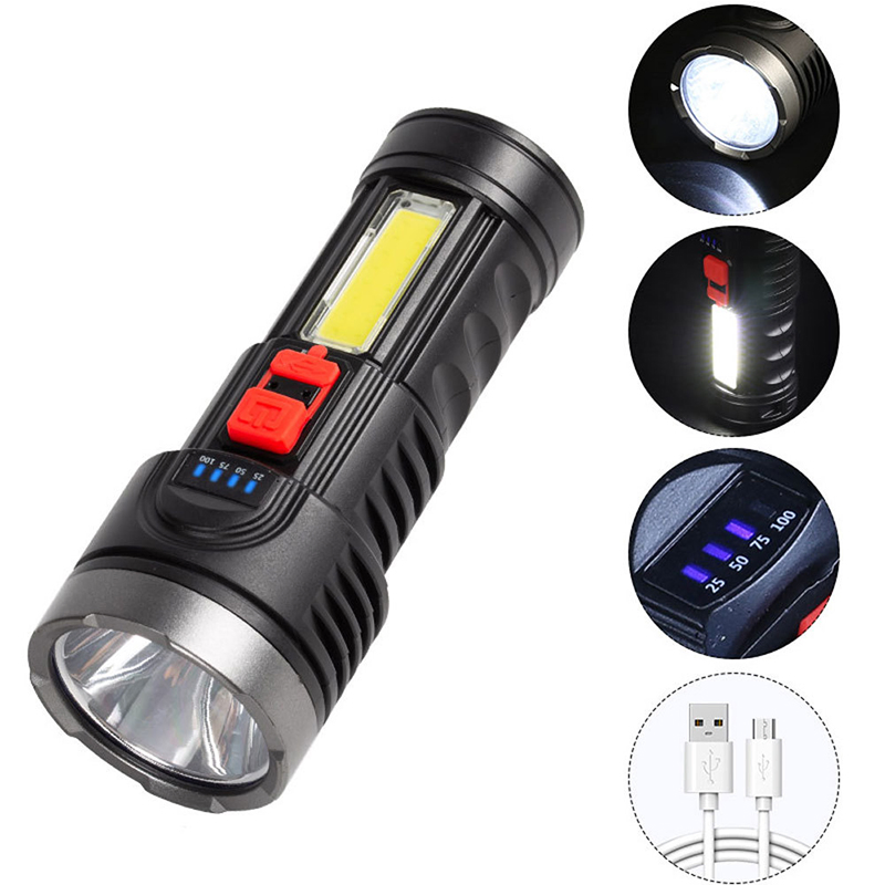 High Power Portable LED Plastic Torch USB Rechargeable 18650 Flashlights