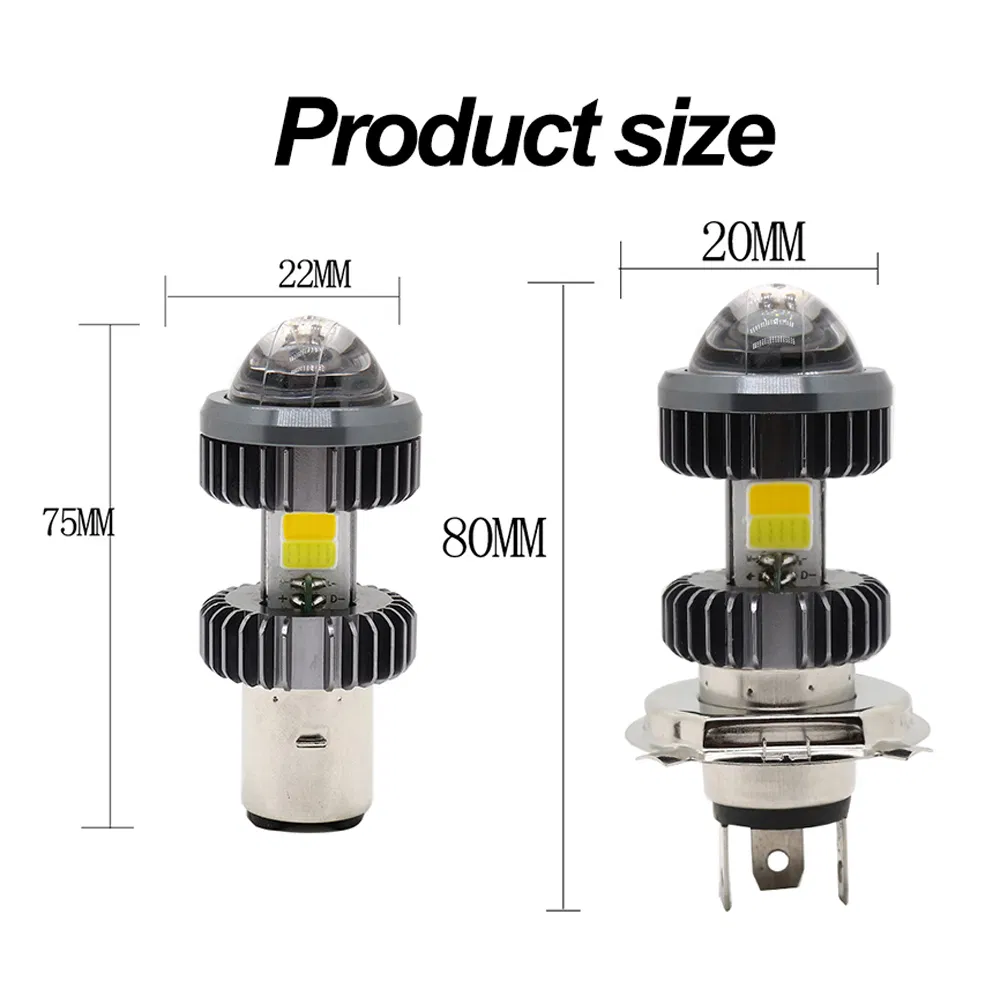 Super Bright Motorcycle H4 Ba20d H6 LED Headlamp High Low Beam White Yellow Motorcycle LED Lights Headlight Bulbs