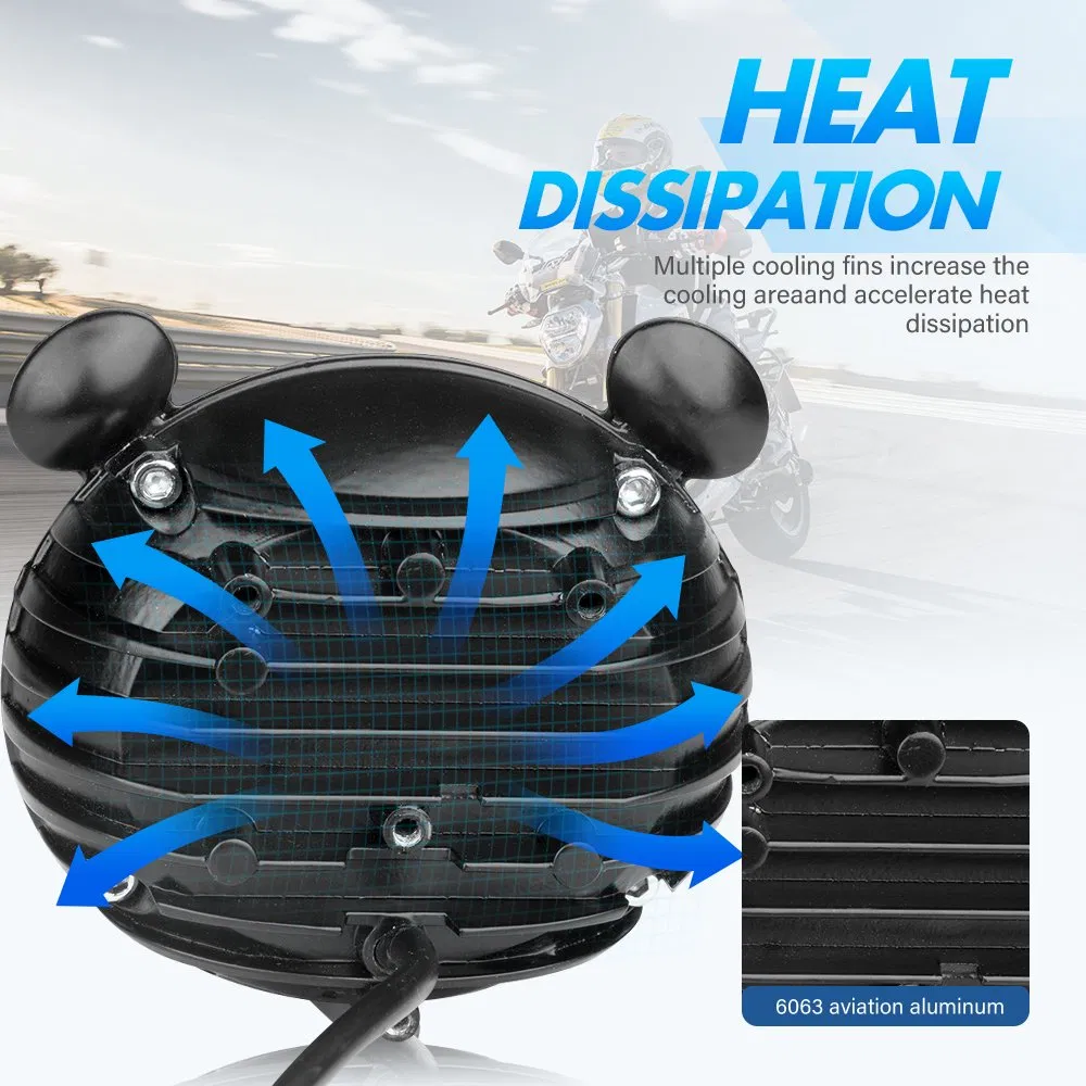 Bkr Motorcycle Spotlight LED Lens Headlamp Running Light High and Low Work Light Fog Light Bulb Car Truck Dirt Bike Aty