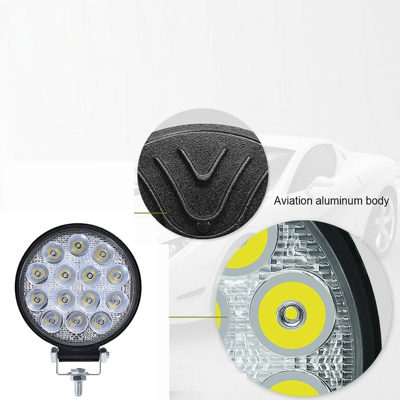 4 Inch 42W Round LED Work Light Spotlight for 4X4 Offroad ATV UTV Truck Tractor Motorcycle Driving Fog Lights