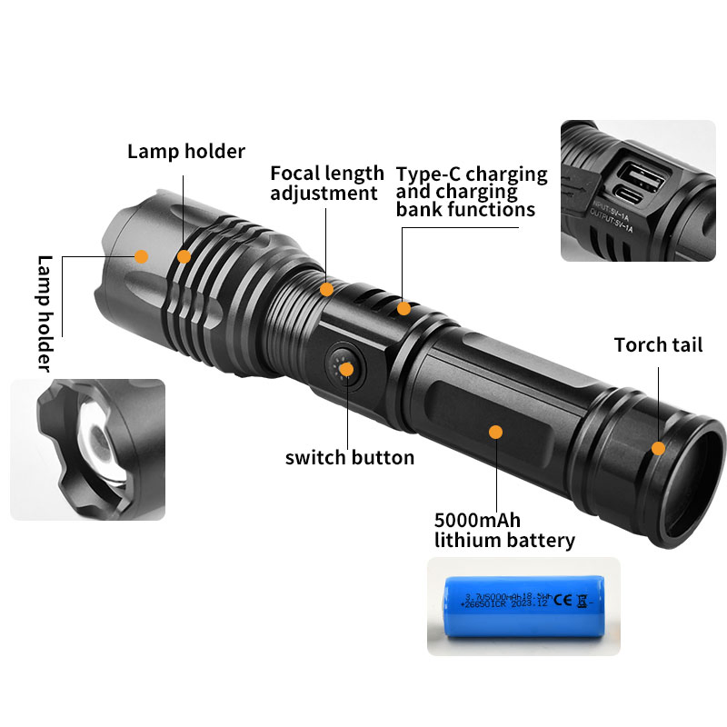 Brightenlux Professional Manufacturer High Power 1000 Lumen LED Torch Light Zoom Rechargeable Tactical White Laser Flashlight