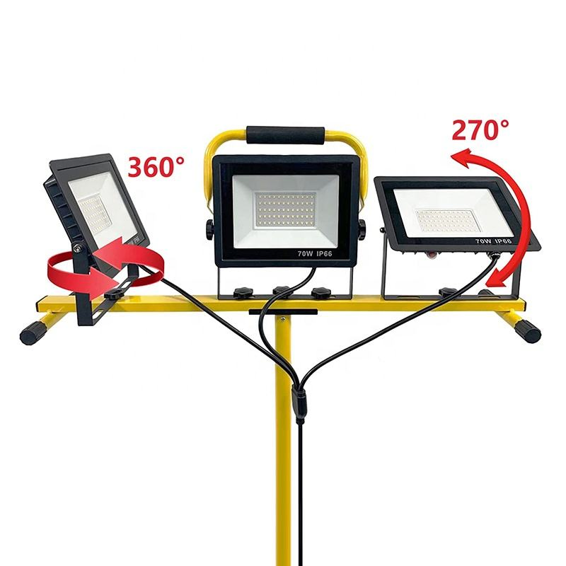 LED Work Light with Stand 2 Adjustable Head 100W for Construction Site