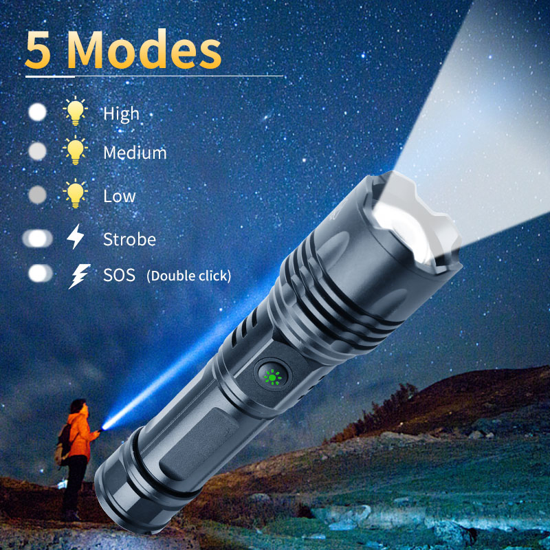 Brightenlux Professional Manufacturer High Power 1000 Lumen LED Torch Light Zoom Rechargeable Tactical White Laser Flashlight