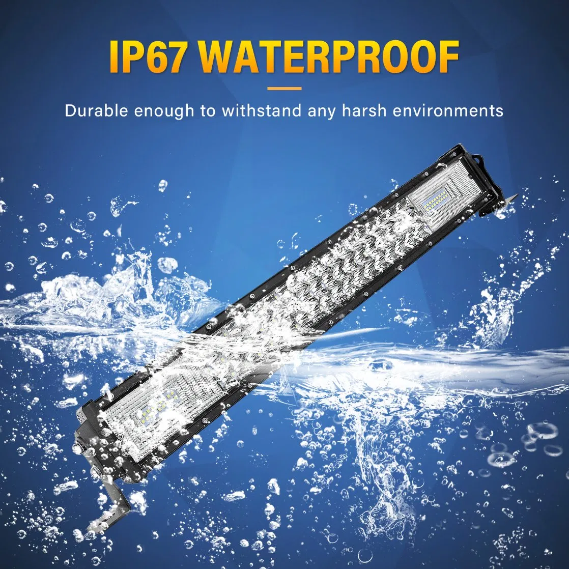 Car Accessories Car Light Straight Triple Row 7D Lens Spot Flood Combo Beam LED Light Bar with Dt-Wired for Marine Truck ATV 4X4 UTV