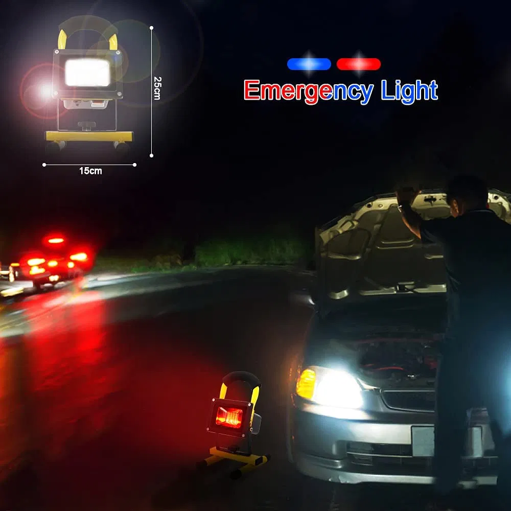 20W LED Work Light USB Rechargeable Portable Emergency Security Floodlight Recessed LED Spotlight for Outdoor, Construction Site, Hiking, Car Garage (FRLS20)