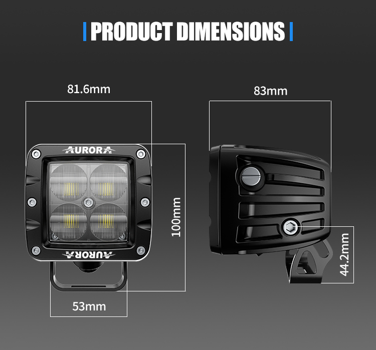 Aurora IP69K Waterproof Driving Truck Work Light Vehicle 4X4 Offroad LED Spot Light