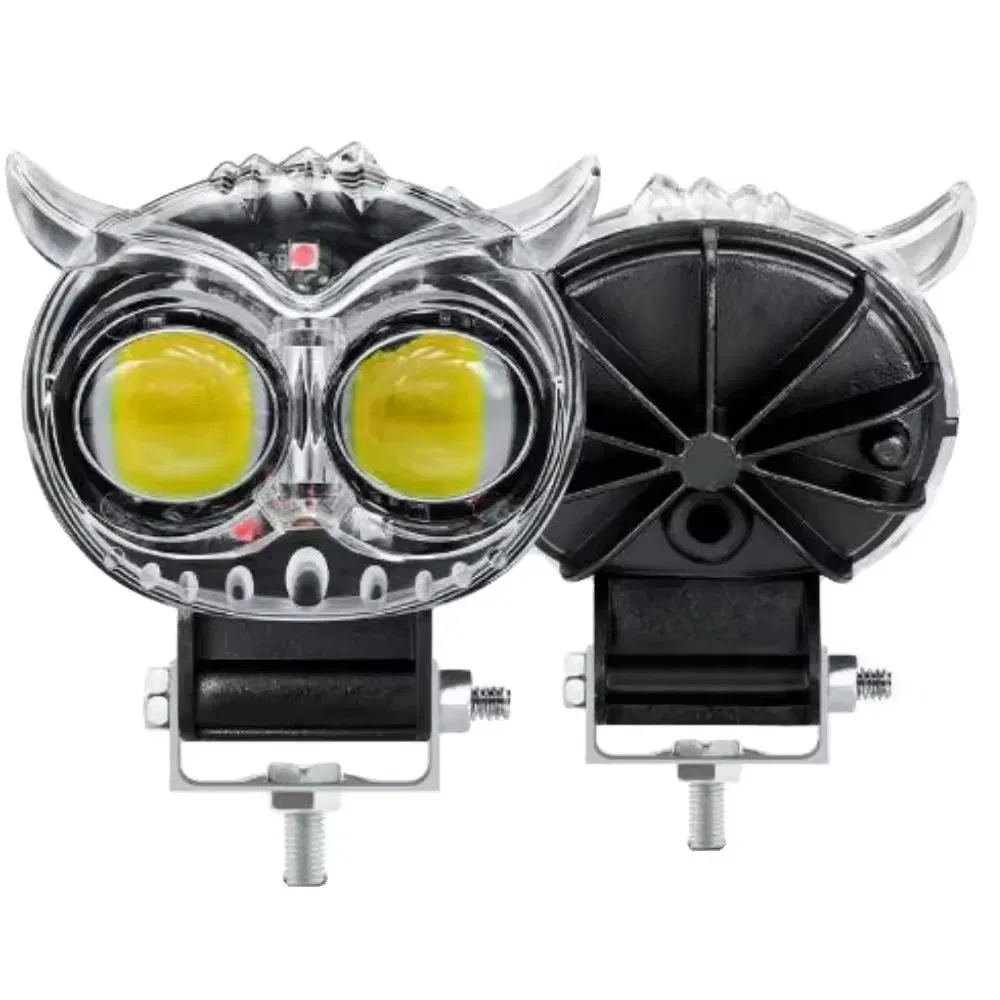 Motorcycles Yellow White Dual Beam LED Headlight High Brightness Owl Bicycle LED Spotlights