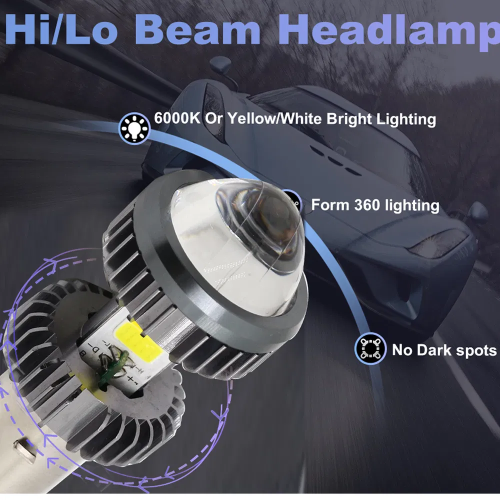 Super Bright Motorcycle H4 Ba20d H6 LED Headlamp High Low Beam White Yellow Motorcycle LED Lights Headlight Bulbs