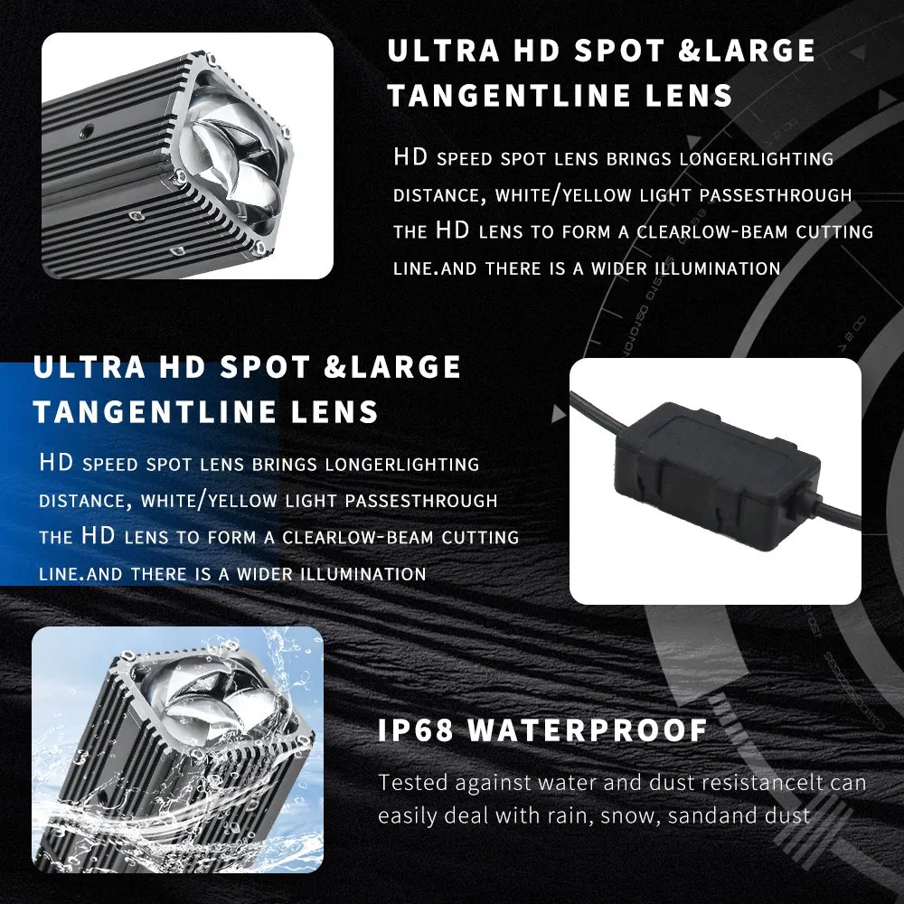 U313 Mini Grille Projector Lens Car Accessories Automotive Lighting System Multicolor LED Light Motorcycle Fog Light