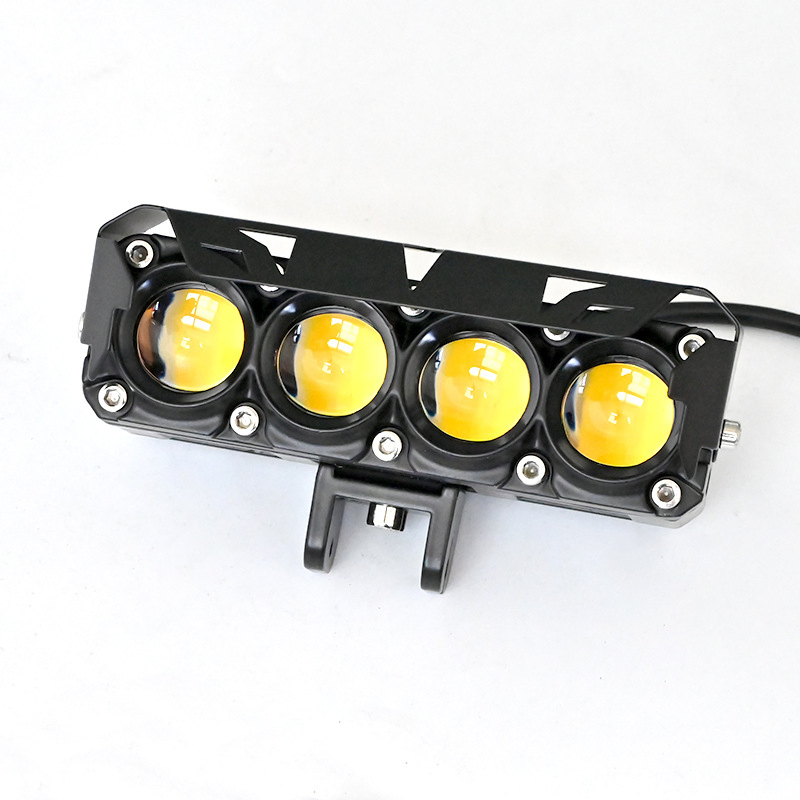 Double Color Yellow White Motorcycle Fog Light 4 LED Hi-Low Beam 12-80V for Motorbike &amp; Scooter