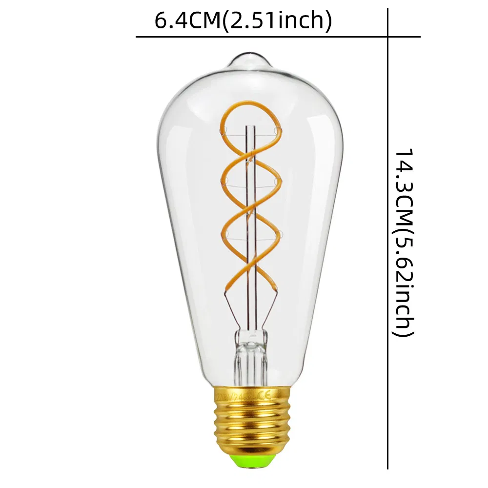 Tianfan E27/E26 Vintage LED Bulb 4W Edison Bulb St64 Spiral Filament Dimmable Specialty Decorative Light Bulb 110V 220V