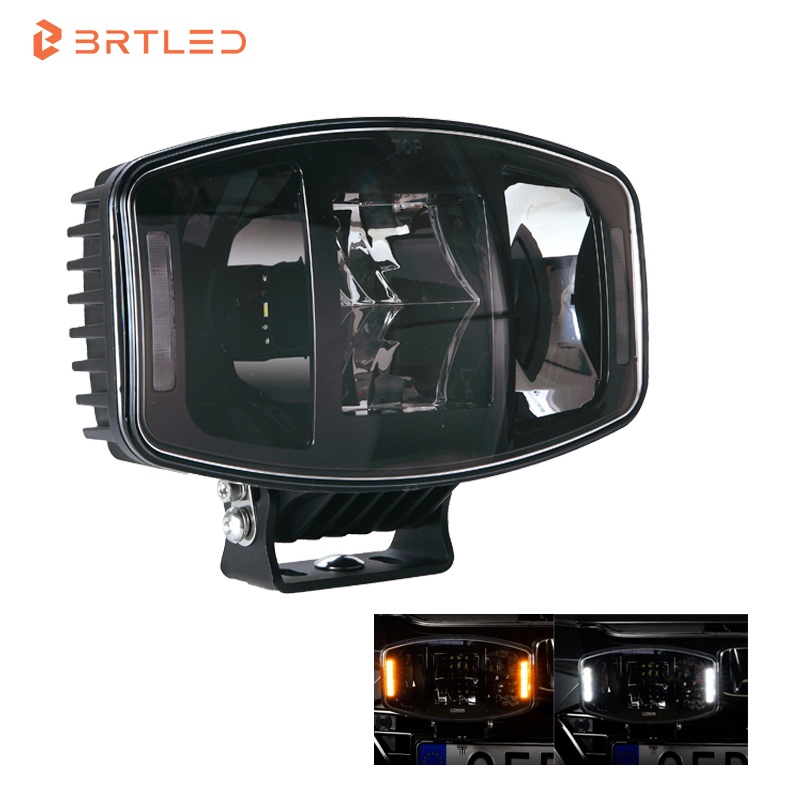 Brtled Dual-Color DRL off-Road Driving Light Round LED Work Light 9 Inch Square LED Driving White and Yellow Light for Truck