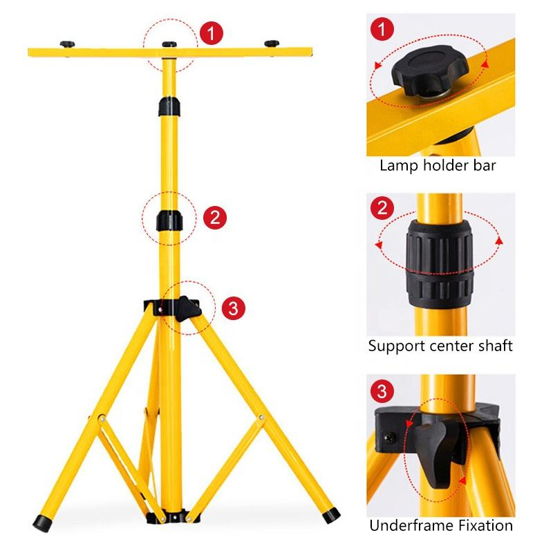 LED Work Light with Stand 2 Adjustable Head 100W for Construction Site