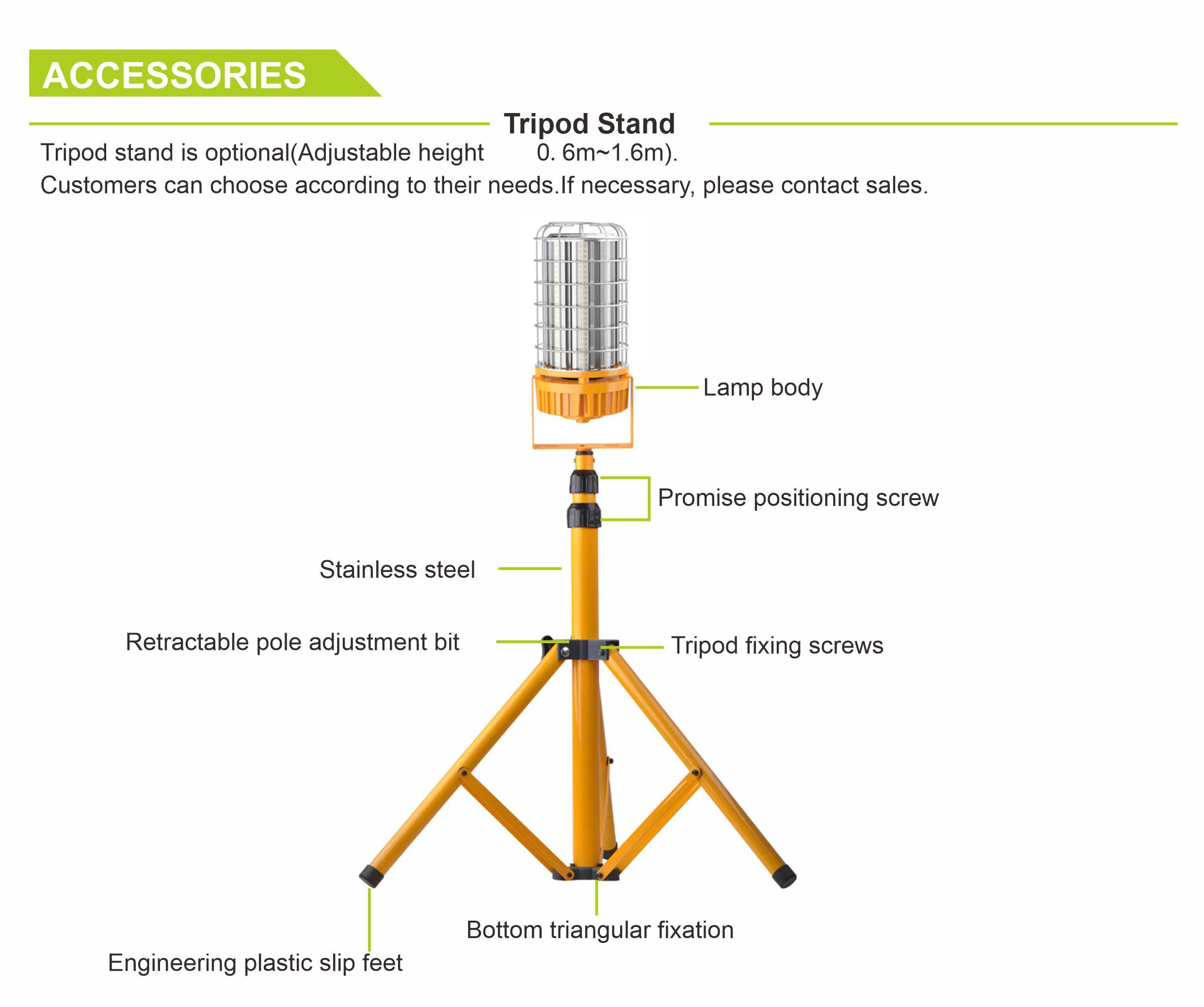 Us Stock 60W LED Linkable Temporary String Work Light 100-277VAC IP65 5000K LED Construction String Light