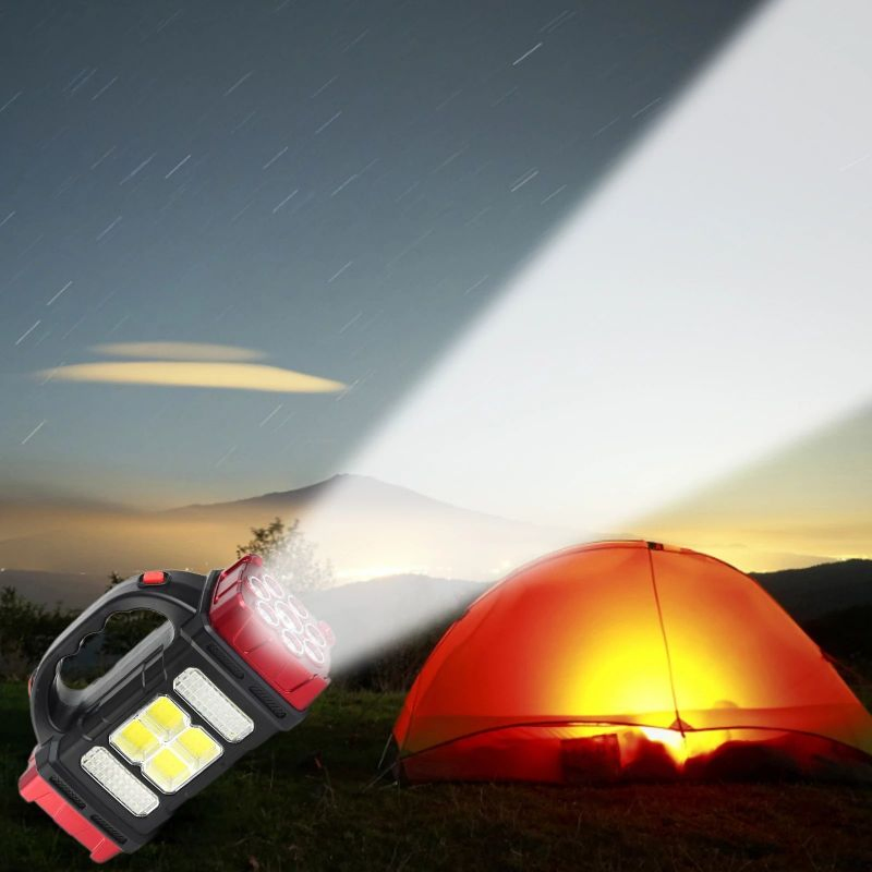 Powerful with COB Work Light 4 Gear USB Rechargeable Solar LED Flashlight