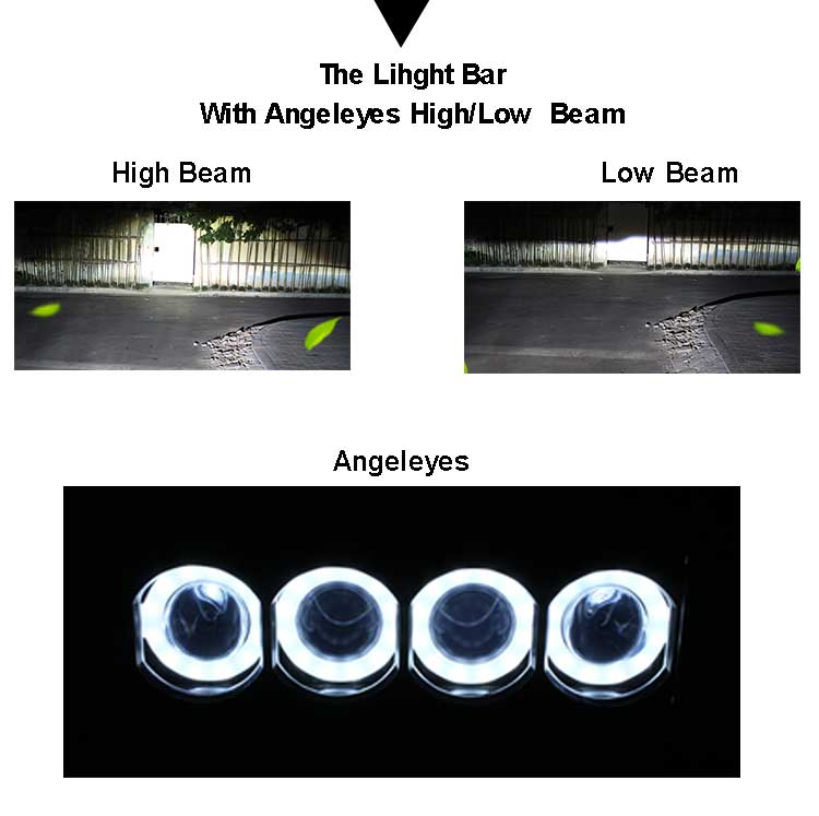 Better Quality 240W with Angle Eyes/Halo 8inch 16inch 24inch 32inch  39inch 46inch  for  4X4 Offroad Jeep Truck LED Light Bar