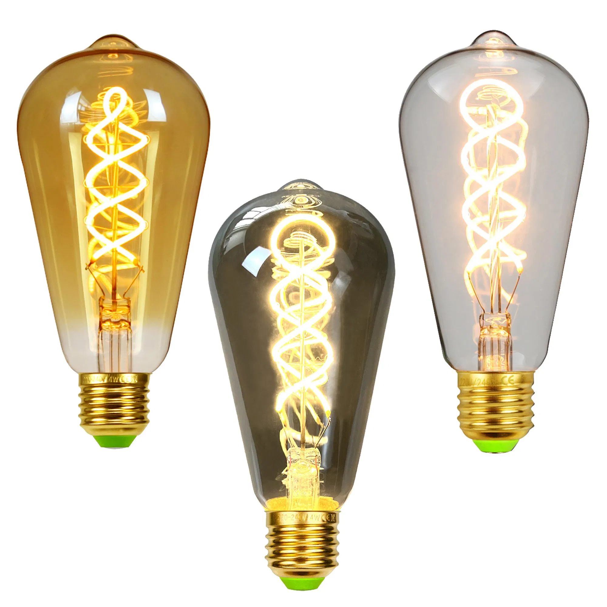 Tianfan E27/E26 Vintage LED Bulb 4W Edison Bulb St64 Spiral Filament Dimmable Specialty Decorative Light Bulb 110V 220V
