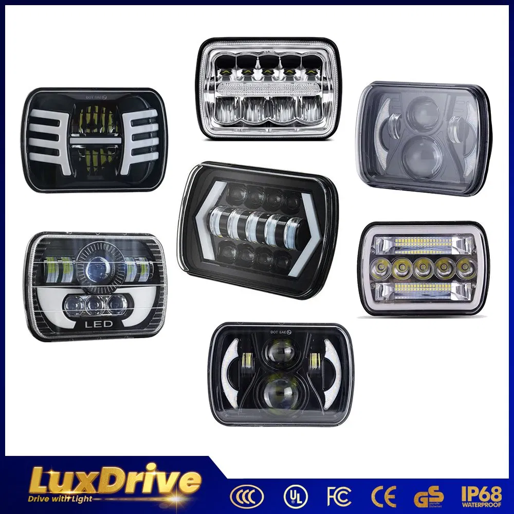 off Road Truck LED Work Driving Car Light 7 Inch Square LED Headlight Rectangle LED Driving Headiight High Low Beam with DRL