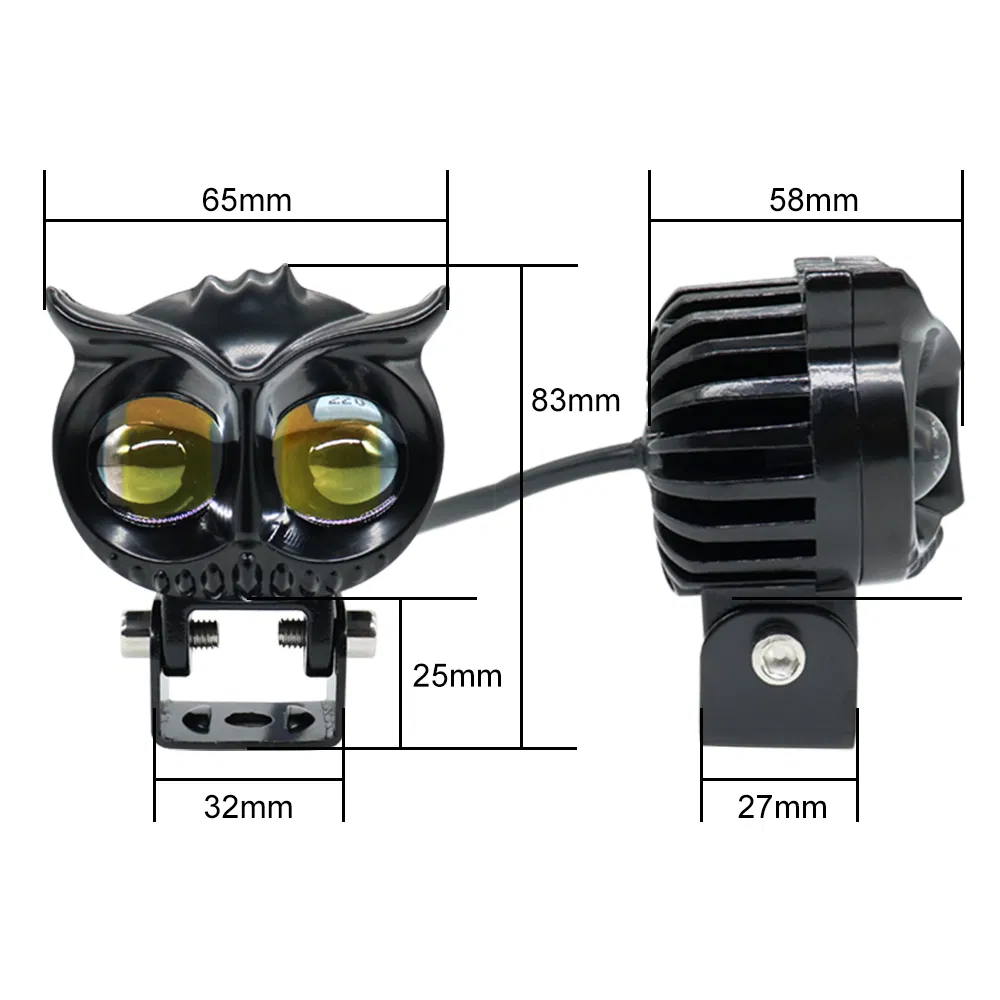 Owl Design Dual Color LED Motorcycle Fog Light Head Light Headlight LED Auxiliary Spot LED Lights for Motorcycle Luz PARA Moto