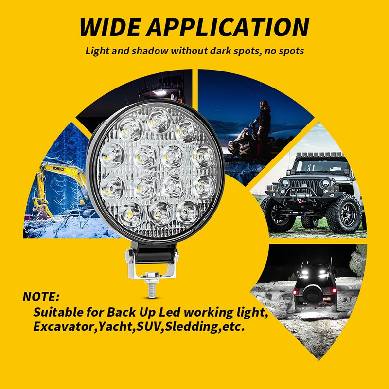 4 Inch 42W Round LED Work Light Spotlight for 4X4 Offroad ATV UTV Truck Tractor Motorcycle Driving Fog Lights