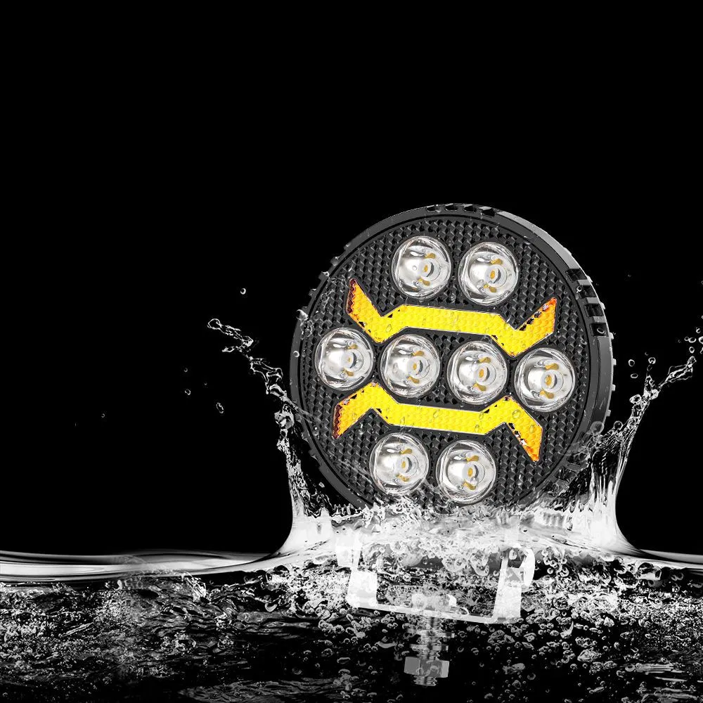 4inch LED Work Light 4X4 Round Spotlight 12LED White+Amber DRL for Car Truck off-Road Vehicle ATV SUV UTV 4WD Jeep Boat LED Car Light