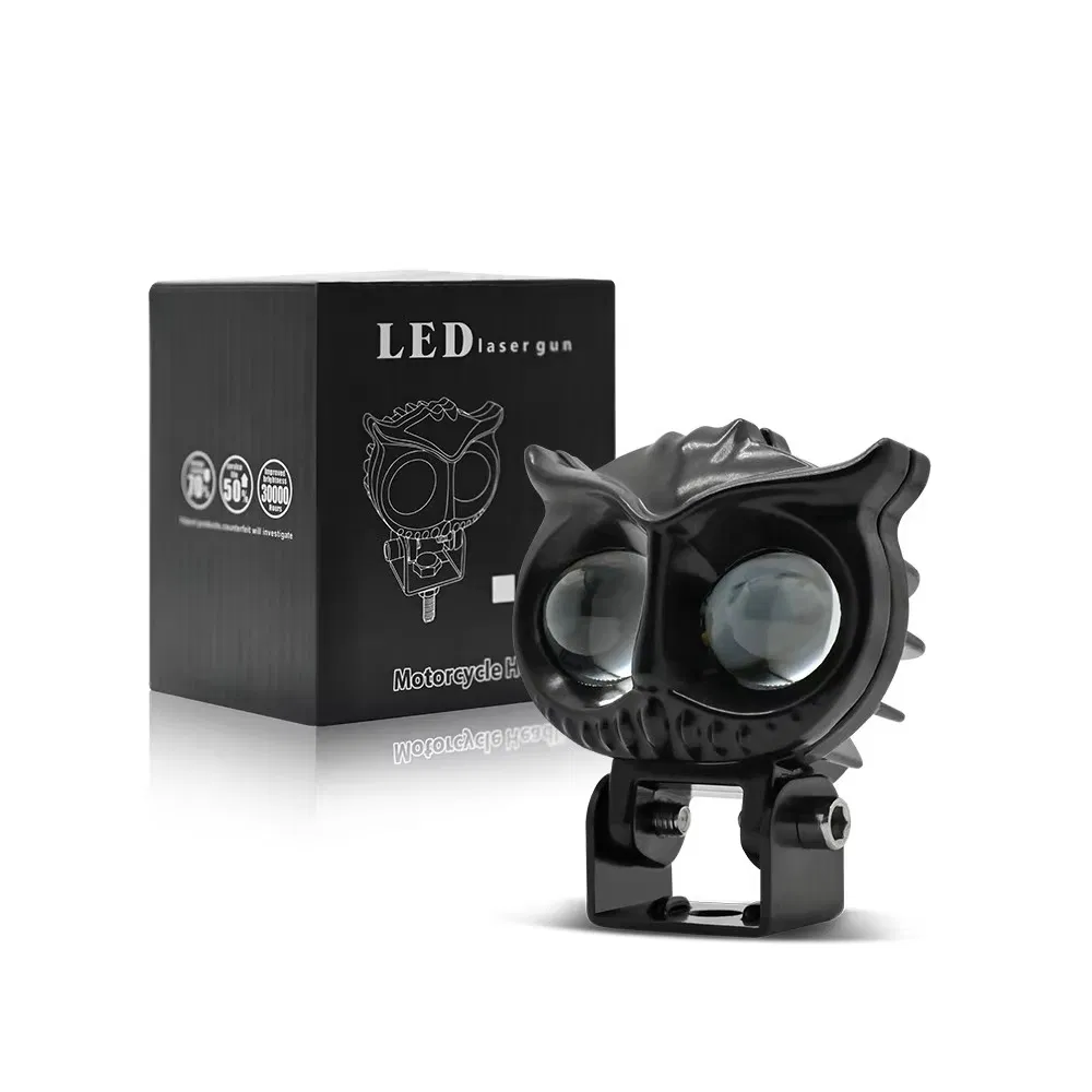 Motorcycles Yellow White Dual Beam LED Headlight High Brightness Owl Bicycle LED Spotlights