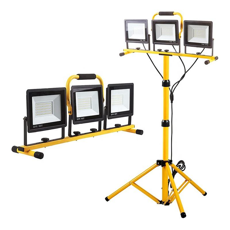 LED Work Light with Stand 2 Adjustable Head 100W for Construction Site