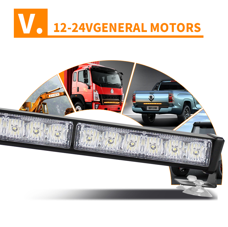 Auto Top Roof LED Emergency Strobe Warning Light Bar Dual Color 13 Flashing Modes for Car Truck Grill Offroad 12V 24V