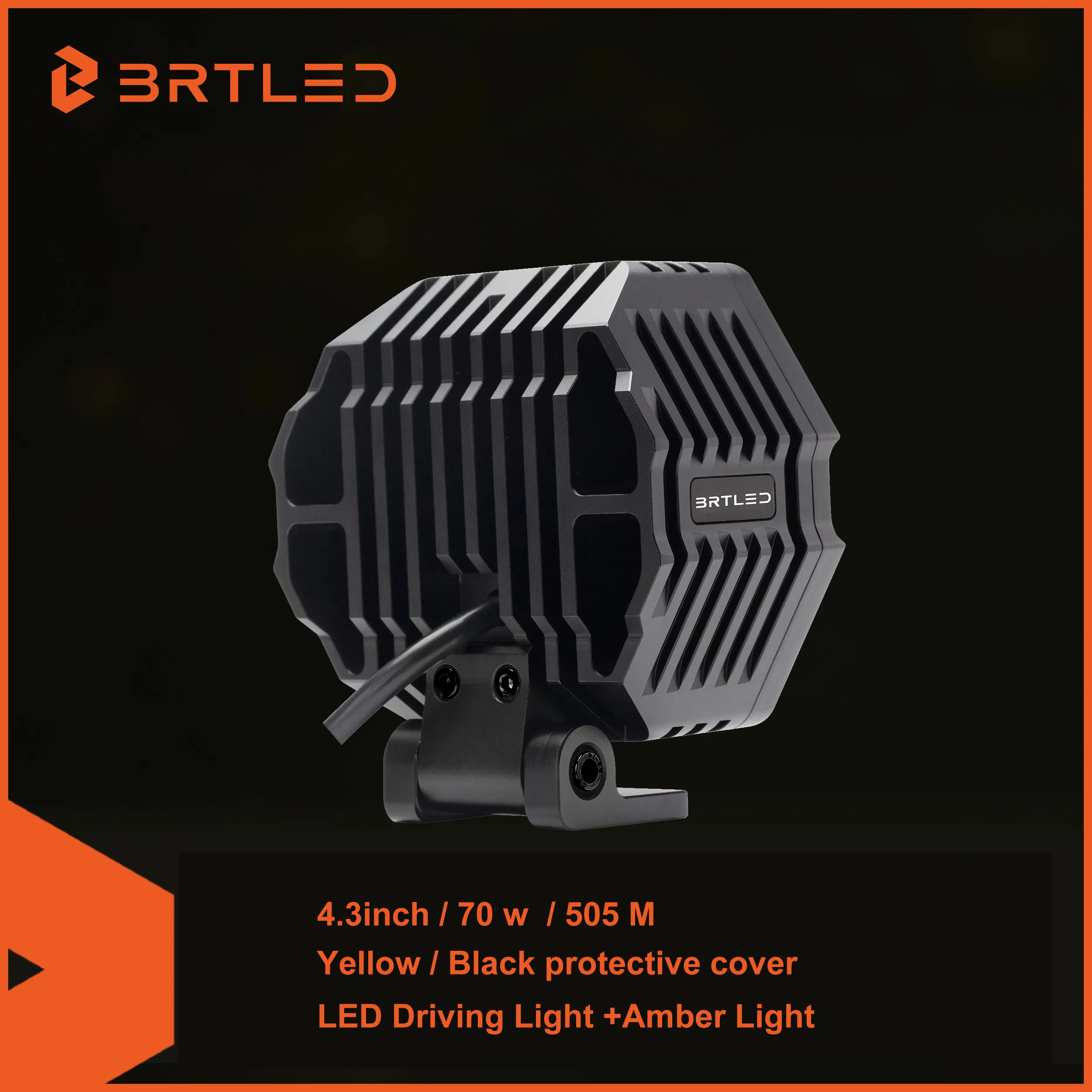 Brtled 4.3inch 70W LED Spot Driving Lights Square Offroad Truck Car DRL Driving R10 LED Car Lights