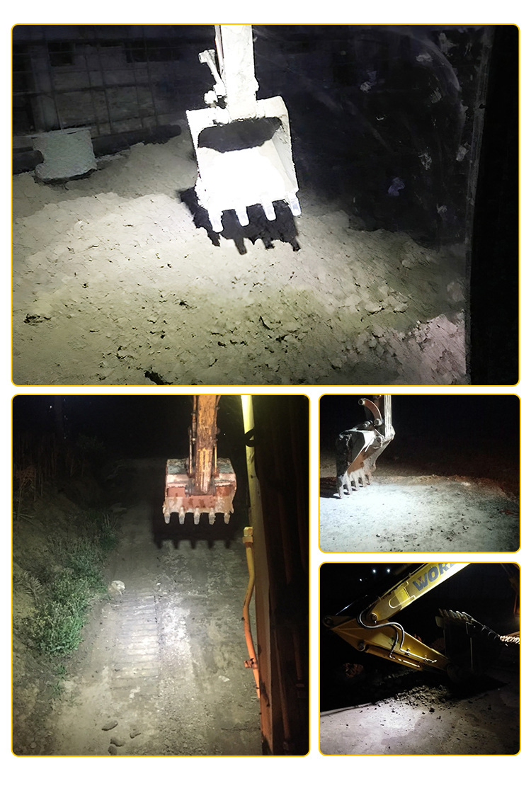 LED Work Light Driving Lights Yellow Housing 48W 38mm LED Flood Beam Waterproof Thickened Shockproof for Engineering Vehicles