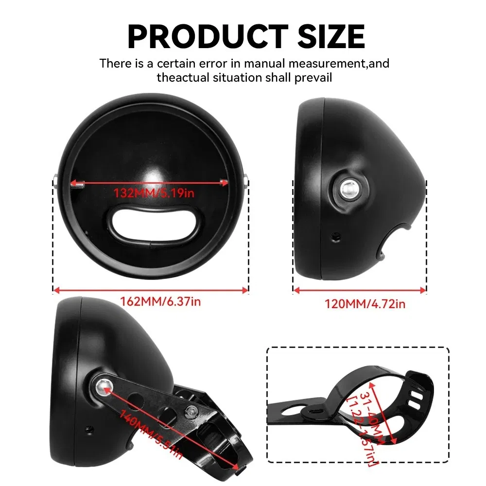 12V 24V 5.75inch Motorcycle Wrangler Round RGB Skull Front LED Headlight, Truck Car Offroad 4X4 SUV High Low Beams H4 Halo Angel Eyes Driving Headlamp