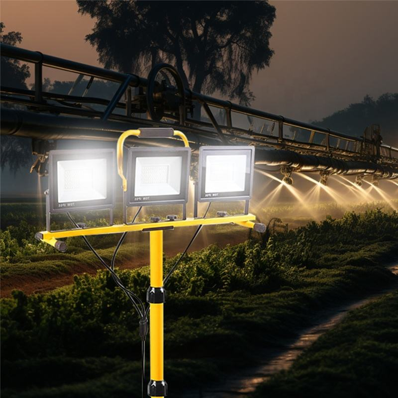 LED Work Light with Stand 2 Adjustable Head 100W for Construction Site