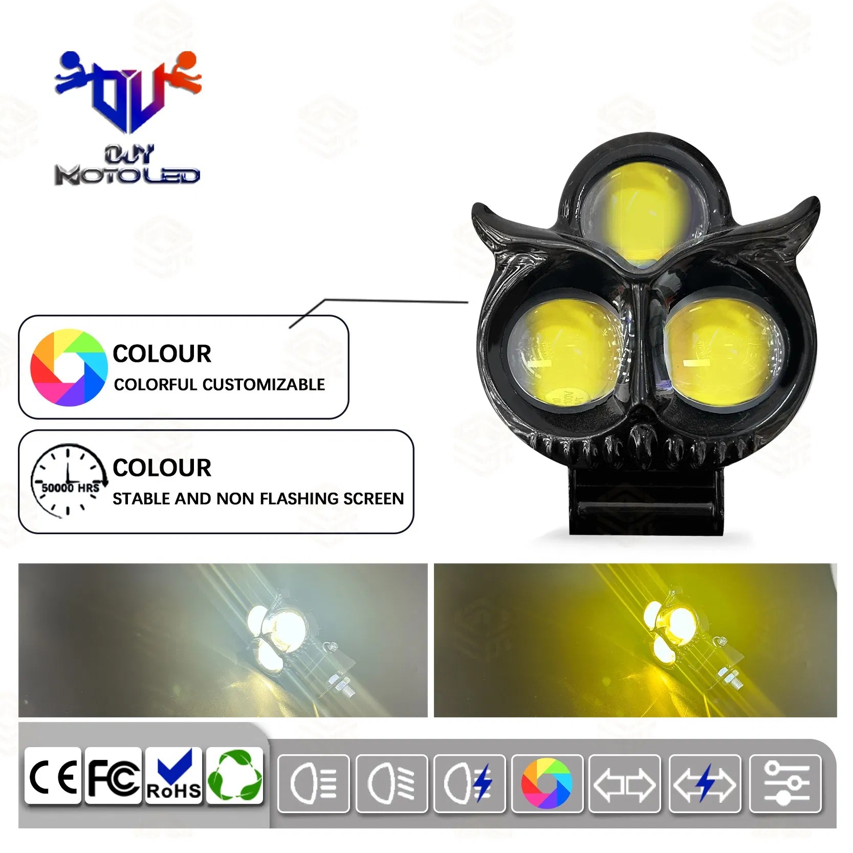 Motorcycle Accessories with Rapid Response Function, Automatic Switch, Universal LED Headlight Accessories for Motorcycles