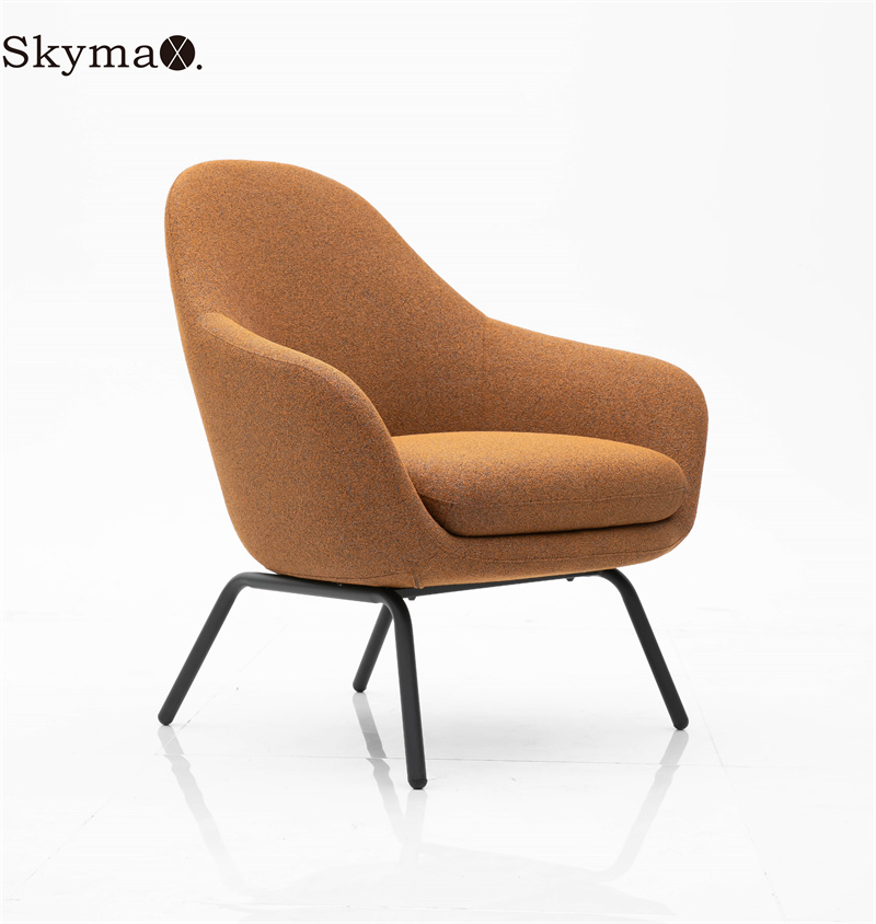 Skymax Chaise Lounge Chair with Ottoman Steel and Wooden Arm Chair Conference Guest Chairs Chaise Lounge for Living Room