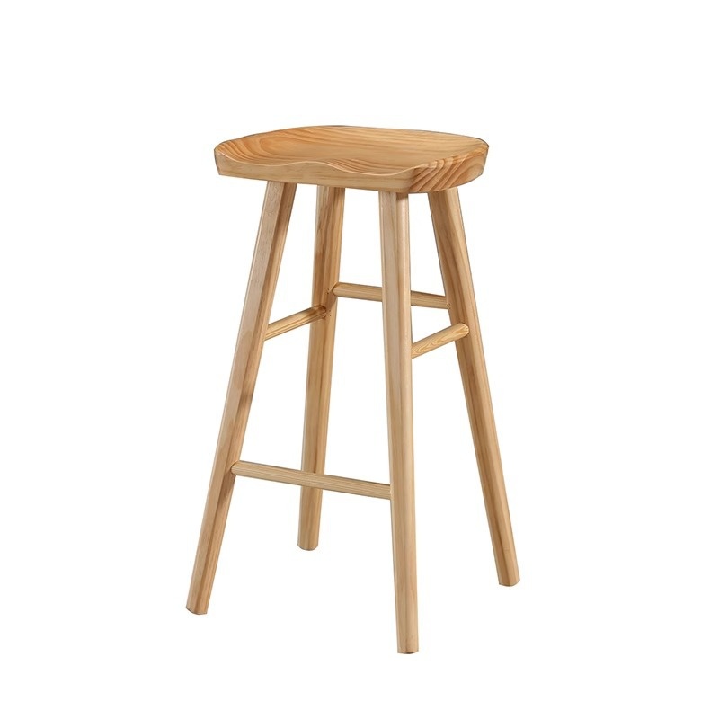 Nordic Solid Wood Commercial Bar Stool Multifunctional High Stool Modern Design Bar Furniture
