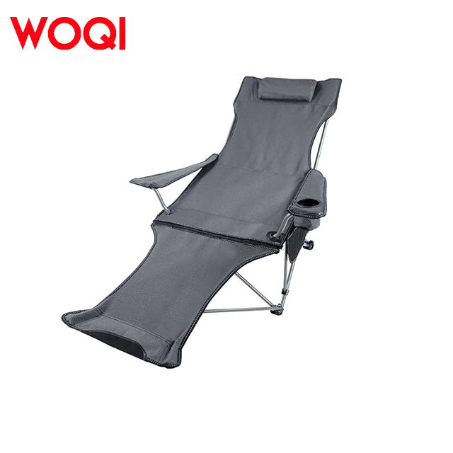 WOQI Modern Durable Oversized Folding Lounge Chair-Portable Outdoor Metal Garden Chair for Beach Camping &amp; Travelling