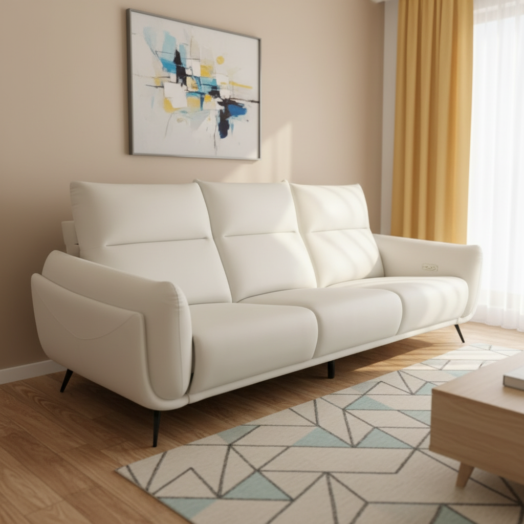Electric Genuine Leather Modern Massage Recliner Sofa Chair Wood Frame Swivel USB Interface-First-Class Leisure Living Room