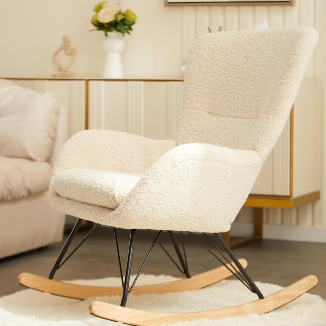 Nordic Rocking Chair Fabric Sofa Modern Simple Small Apartment Furniture Living Room Lazy Recliner