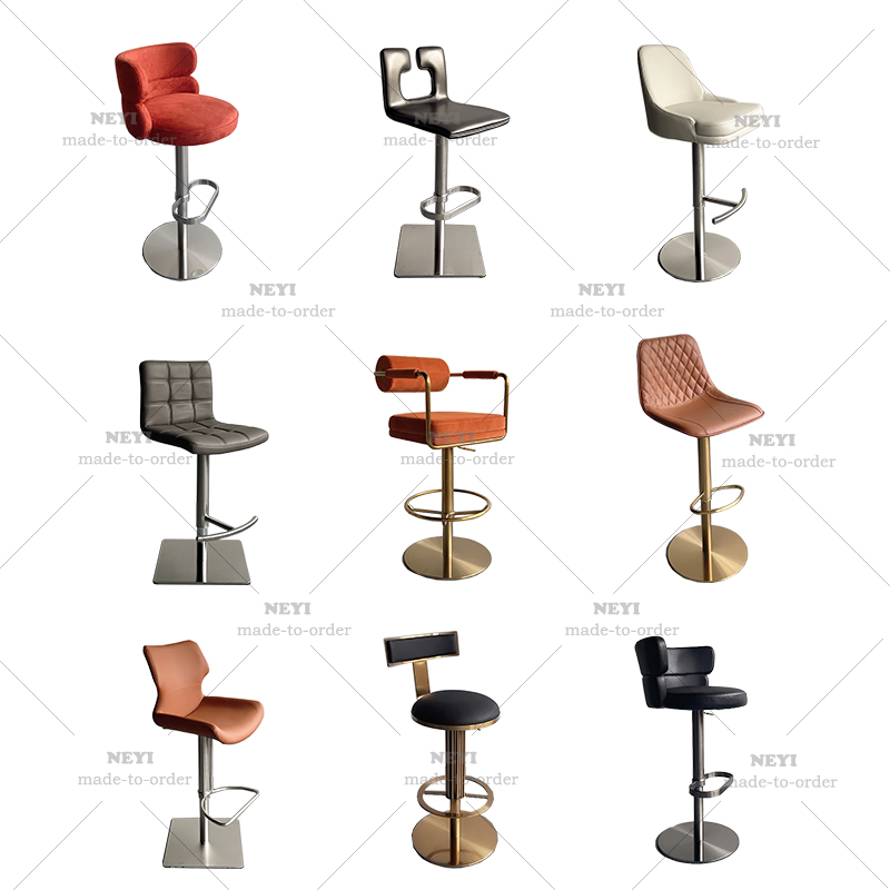 Modern Luxury Honeycomb Bar Stool High Chair Kitchen Island Counter Gold Metal Frame Leather Bar Chair Furniture