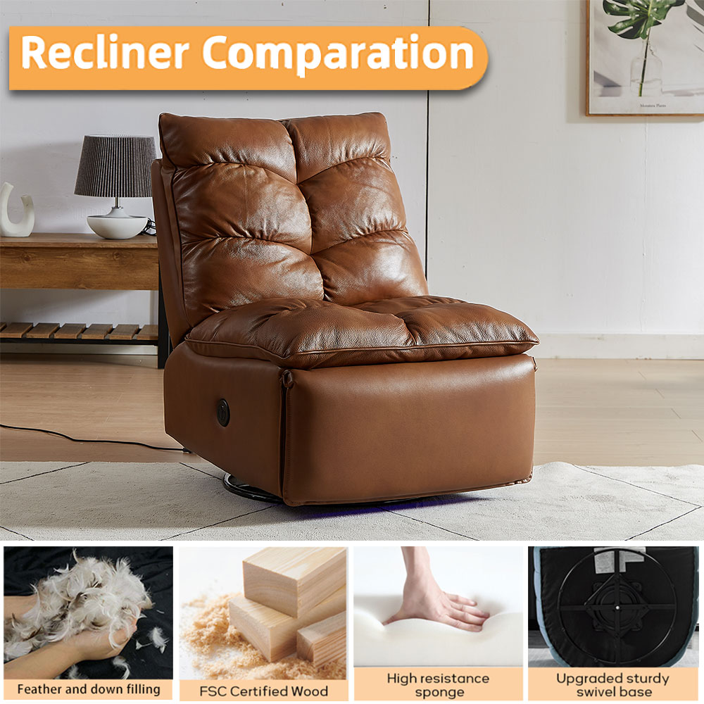 Modern Leather Single Sofa Chair Multifunctional Electric Recliner for Dormitory Sleepable Rocking Lazy Floor Home Furniture