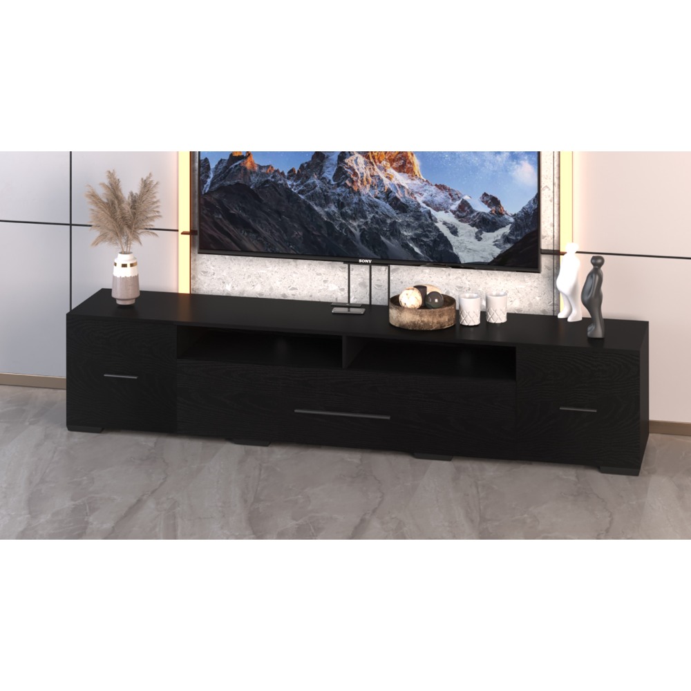 TV Console with Storage Cabinets, Remote, APP Control Long LED TV Stand, Full RGB Color Selection