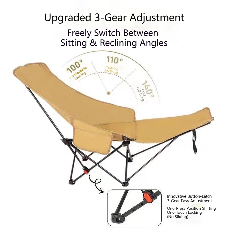 Portable Aluminum High Back Camping Lounge Chair 3 Adjustable Folding Recliner Leg Rest Oxford Fabric Modern Outdoor Picnic
