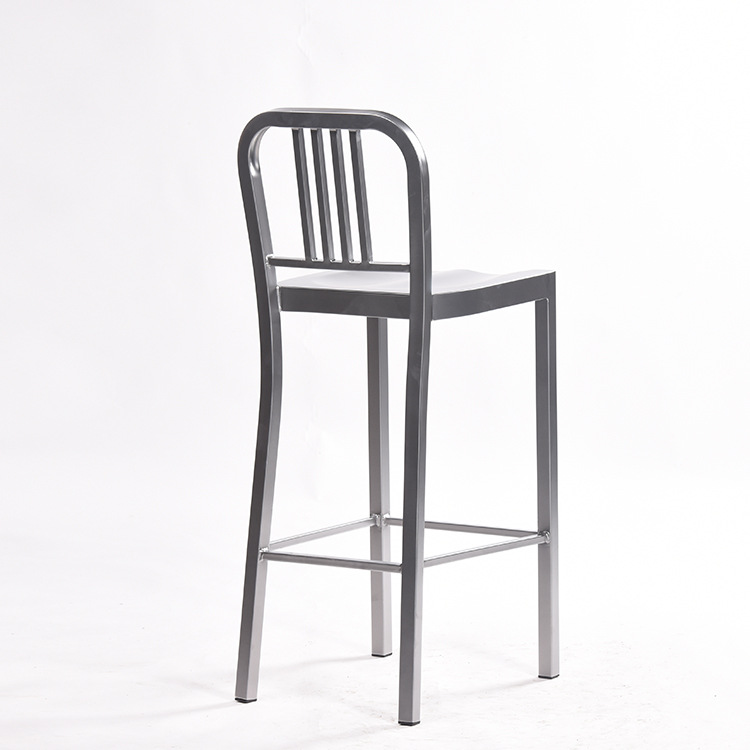 Bistro Grey Steel Navy Bar Stool